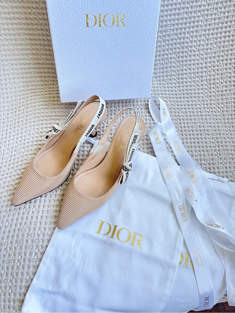 Dior Beige J'Adior Pointed-Toe Slingback Pump heels